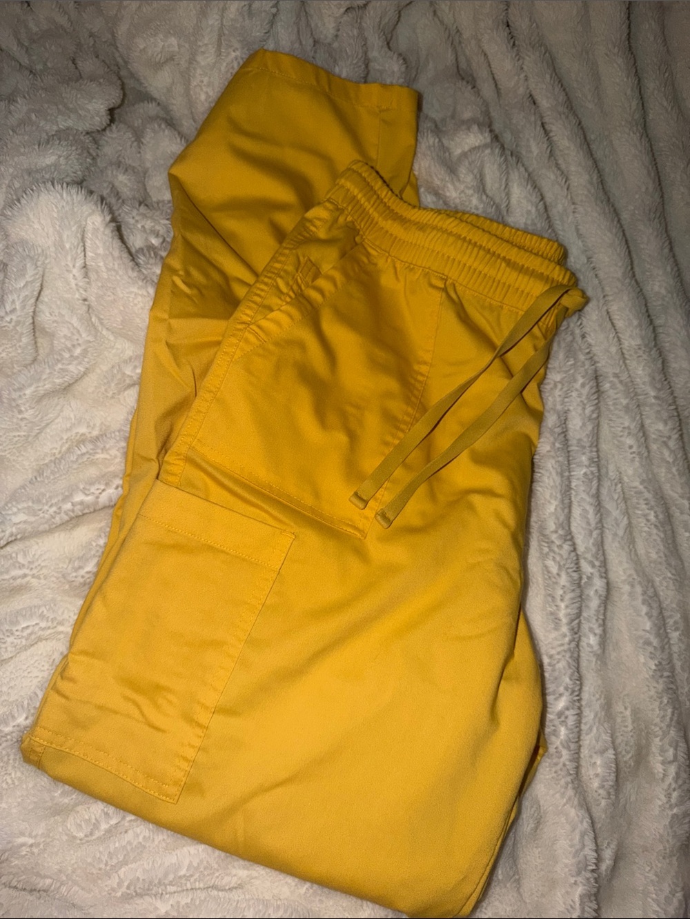 Women's Yellow Cargo Straight Leg Pants with Drawstring Waist (18)